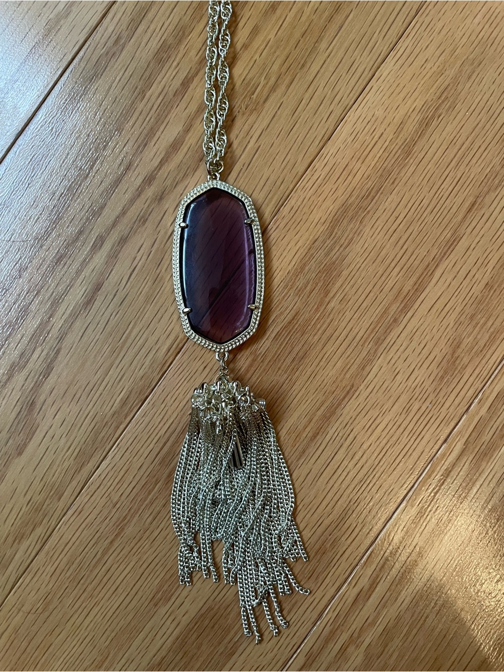 Kendra Scott ‘Rayne’ Stone Tassel Pendent Necklace - Gold/Amethyst Quartz